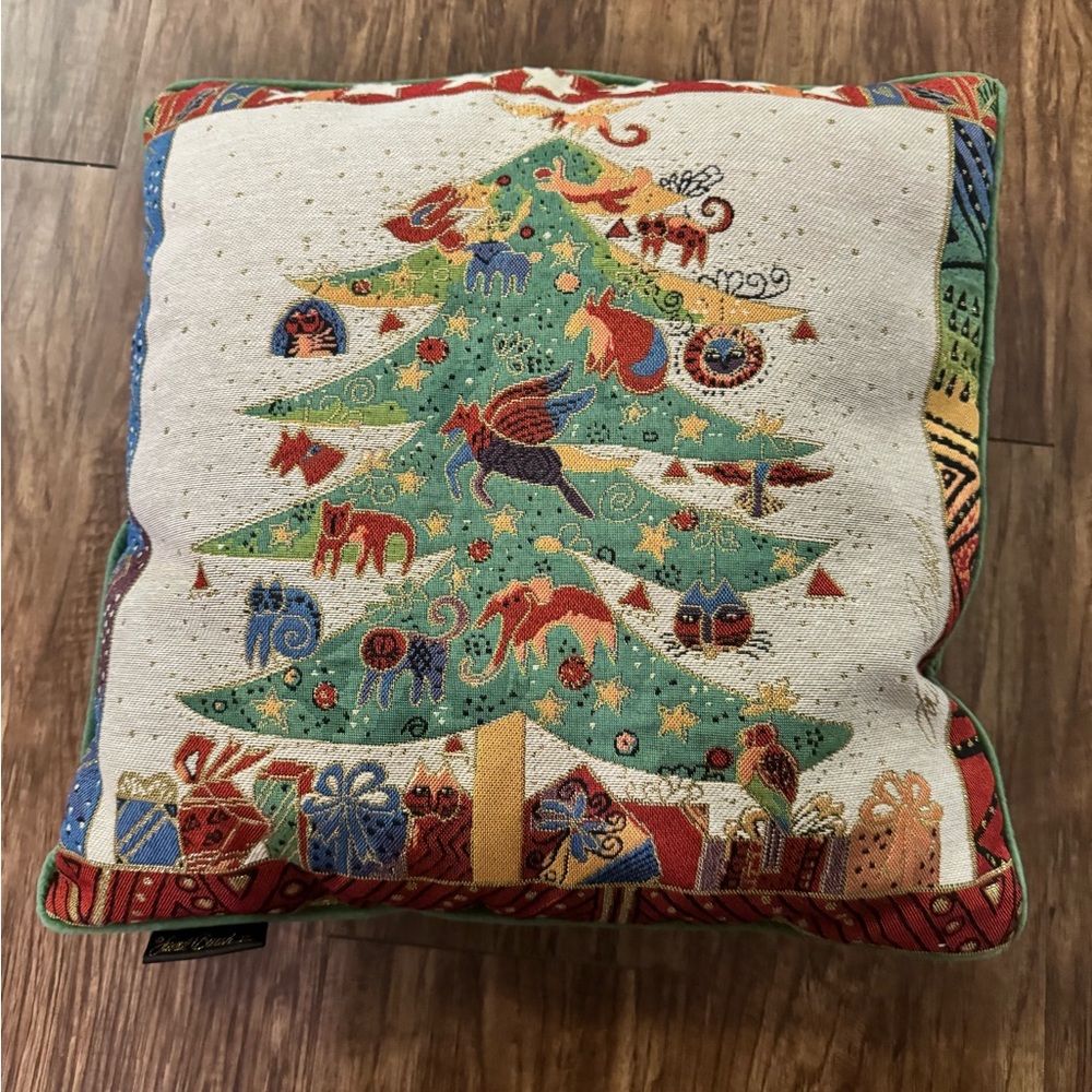 Christmas Tree Cats Laurel Burch Pillow